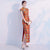 Vestido chino Qipao Cheongsam de algodón floral con cuello mandarín