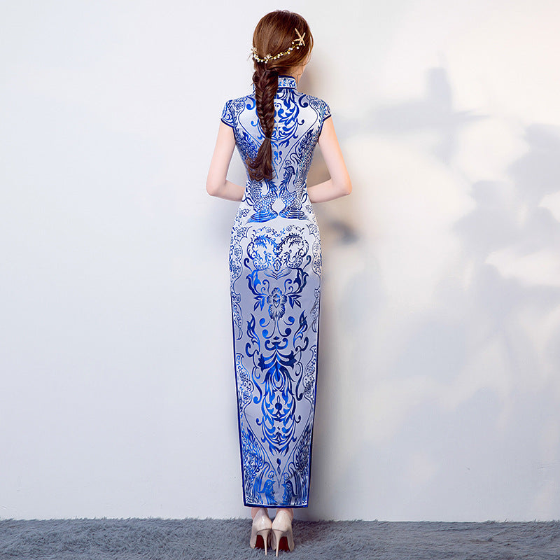 blue china pattern dress Roberto Cavalli Blue and White Fine China Print Dress 40/4