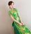 Short Sleeve Floral Embroidery Cheongsam Top Full Length Ao Dai Dress