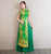 Short Sleeve Floral Embroidery Cheongsam Top Full Length Ao Dai Dress