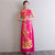 Short Sleeve Floral Embroidery Cheongsam Top Full Length Ao Dai Dress