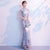 Flügelärmeln Cheongsam Top Blumenspitze Meerjungfrau Abendkleid