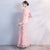3/4 Sleeve Cheongsam Top Mermaid Evening Dress with Floral Appliques