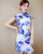 Blue and White Porcelain Pattern Silk Cheongsam Chinese Dress Day Dress