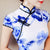 Blaues und weißes Porzellanmuster Seide Cheongsam Chinesisches Kleid Tageskleid