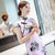 Floral Silk Bodycon Retro Cheongsam Chinesisches Kleid Tageskleid