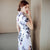 Floral Silk Bodycon Retro Cheongsam Chinesisches Kleid Tageskleid