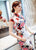 Vestido de día vestido chino Cheongsam retro ajustado de seda floral