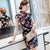 Floral Silk Retro Cheongsam Knee Length Chinese Dress Day Dress
