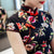 Robe de jour chinoise en soie florale rétro Cheongsam au genou