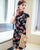 Vestido de día vestido chino de seda floral Cheongsam retro hasta la rodilla