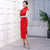 Klassisches Cheongsam Tee-Länge Spitze Chinesisches Kleid mit Flügelärmeln