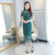Illusion Neck & Sleeve Cheongsam Knee Length Lace Chinese Dress