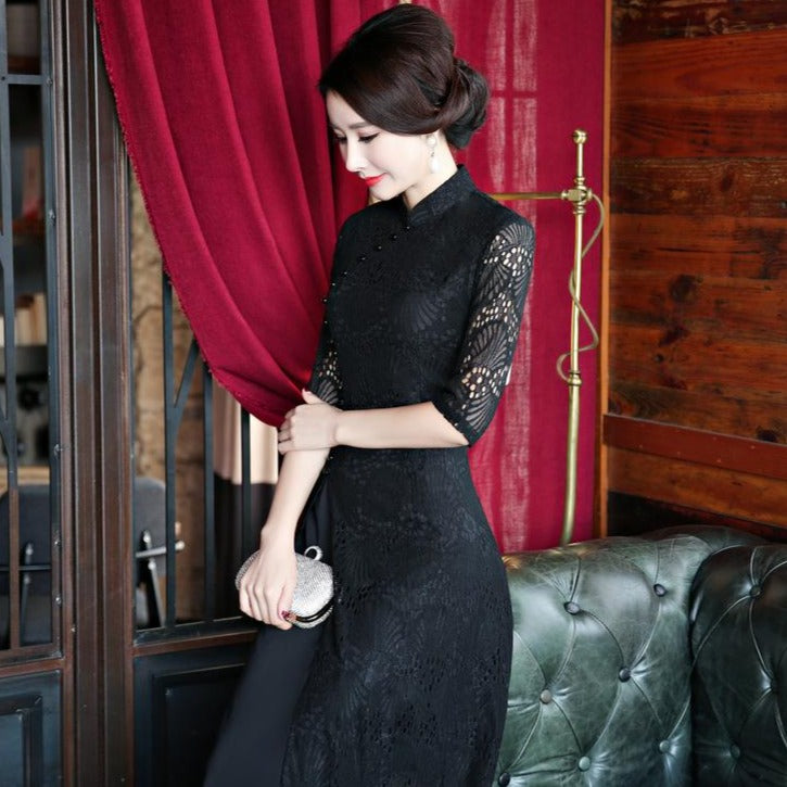 top half lace dress Charming Lace Top A-line Off Shoulder Half Sleeve Bridesmaid Dress, FC Dairy Bridal