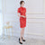 Mandarin Collar Short Sleeve Cheongsam Mini Lace Chinese Dress