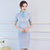 Mandarin Collar Short Sleeve Cheongsam Mini Lace Chinese Dress
