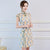 Key Hole Neck Cap Sleeve Mini Cheongsam Floral Lace Chinese Dress