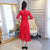 Asymmetric Hem Cheongsam Top Lace Chinese Dress with Tiered Skirt