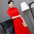 Half Sleeve Cheongsam Top Floral Lace A-line Ao Dai Dress