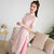 Manches courtes Cheongsam Top Longueur genou Robe florale en dentelle Ao Dai