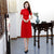 Short Sleeve Mandarin Collar Knee Length Floral Lace Chinese Dress