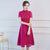 Short Sleeve Mandarin Collar Knee Length Floral Lace Chinese Dress