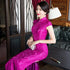 Cap Sleeve Full Length Cheongsam Floral Lace Chinese Dress