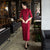 Half Sleeve Full Length Cheongsam Floral Lace Chinese Dress