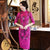 Vestido chino de encaje floral cheongsam de manga 3/4 hasta la rodilla
