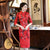 Vestido chino de encaje floral cheongsam de manga 3/4 hasta la rodilla