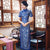 Kurzarm Langes Bodycon Cheongsam Blumenspitze Chinesisches Kleid