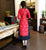 Half Sleeve Cheongsam Top Tea Length Lace Ao Dai Dress with Strap Buttons