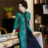 Half Sleeve Cheongsam Top Tea Length Lace Ao Dai Dress with Strap Buttons