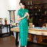 Short Sleeve Full Length Cheongsam Floral Lace Chinese Dress