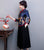 Chemisier chinois à fleurs à manches longues en velours traditionnel Cheongsam