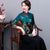Lange Ärmel Samt Traditionelles Cheongsam Top Chinesische Bluse mit Blumenmuster