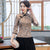 3/4 Sleeve Leopard Print Suede Cheongsam Top Chinese Blouse