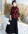 3/4 Sleeve Floral Flocking Cheongsam Top Chinese Blouse