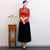 3/4 Sleeve Floral Suede Cheongsam Top Chinese Blouse