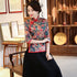 Chinesische Bluse mit 3/4-Ärmeln und Blumen aus Gaze-Cheongsam-Top
