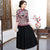 Blusa china con top cheongsam de gasa regada floral con mangas 3/4