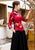 3/4-Ärmel-Cheongsam-Oberteil mit Blumenmuster aus bewässerter Gaze Elegante chinesische Bluse