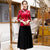 Camicetta cinese elegante con top in cheongsam in garza con maniche a 3/4 floreale
