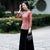 Langarm-Cheongsam-Top mit Blumenmuster aus bewässerter Gaze, elegante chinesische Bluse