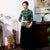 3/4 Ärmel Geblümtes Cheongsam-Oberteil aus Seidenmischung Elegante chinesische Bluse