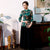 3/4 Sleeve Floral Silk Blend Cheongsam Top Elegant Chinese Blouse