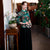 Camicetta cinese elegante con top in cheongsam in misto seta floreale con maniche a 3/4