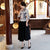 Chemisier chinois élégant à demi-manches en spandex à fleurs et cheongsam