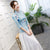 3/4 Sleeve Floral Spandex Cheongsam Top Traditional Chinese Blouse