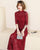 Illusion Neck Sleeve Plus Size Floral Lace Chinese Dress